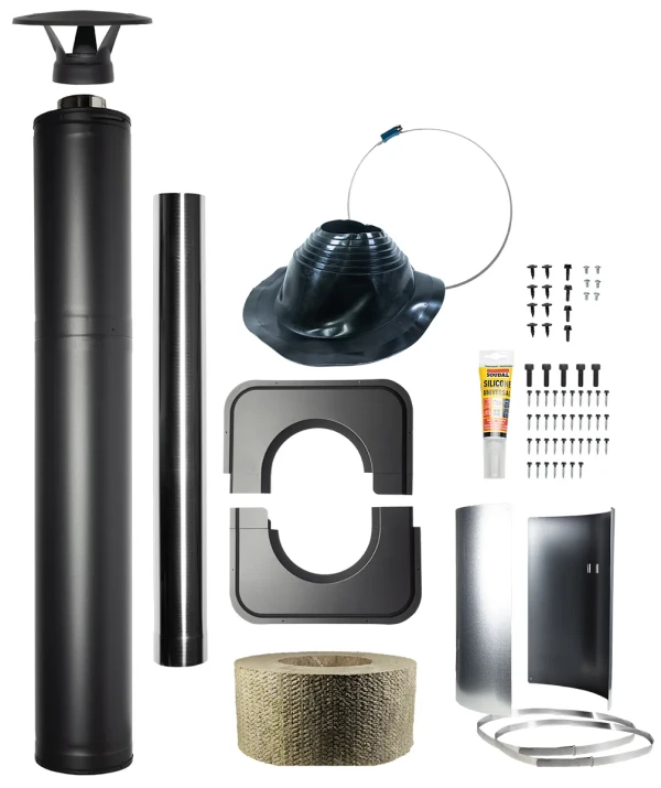 Harvia Bastuskorsten svart Vedeldade bastuaggregat frilagd